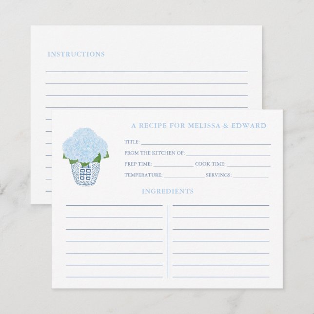 Ett blått kort för att hämta Möhippa för köket (Fram/baksida)