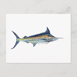 Ett blått marlin-fiskvykort vykort