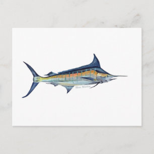Ett blått marlin-fiskvykort vykort