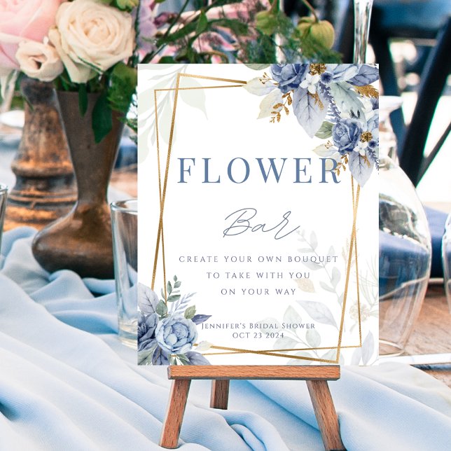 Ett blått Möhippa blommar Pub-tecken Poster (Something Blue Bridal Flower Bar Sign Poster)