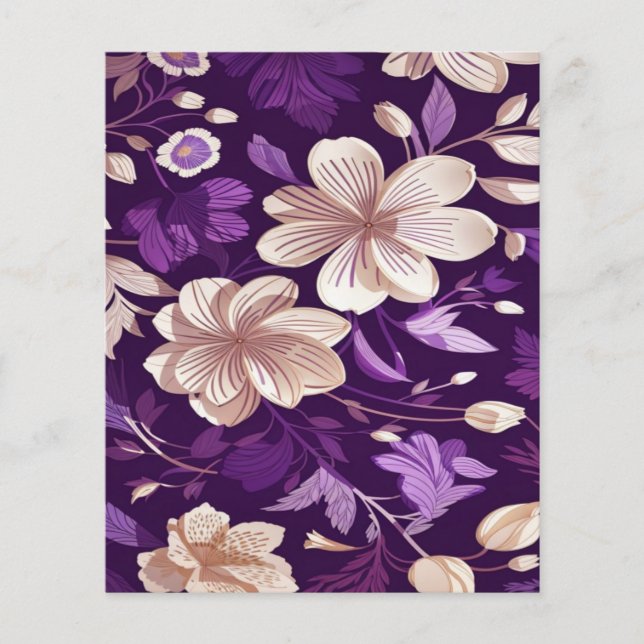 Ett blommönster med lila bakgrund flygblad (Framsidan)