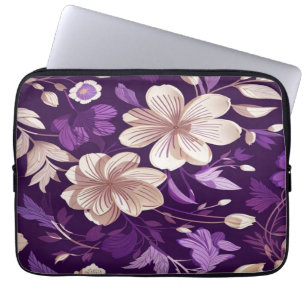 Ett blommönster med lila bakgrund laptop fodral