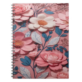 Ett blommönster med rosa bakgrund anteckningsbok