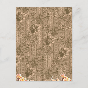 Ett blommönster med vintage med intrikat brun desi helg vykort