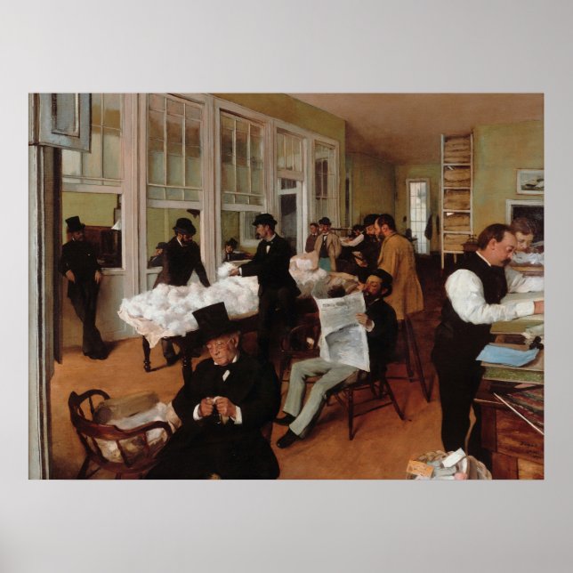 Ett bomullskontor i New Orleans - Edgar Degas Poster (Framsidan)