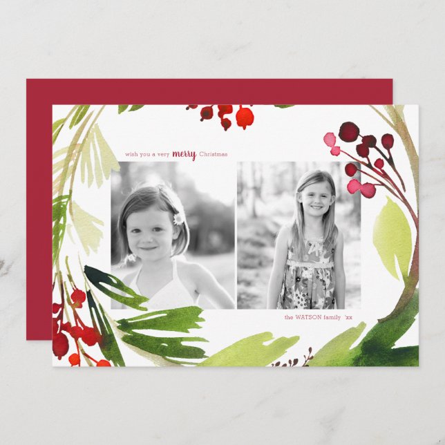 Ett botaniskt julkort med 2 fotopatecken (Fram/baksida)