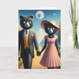 Ett bra "Bear Couple a Walk" i Parksparken Händer Kort