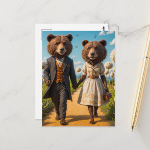 Ett bra Bear-par på en Walk i parken Vykort