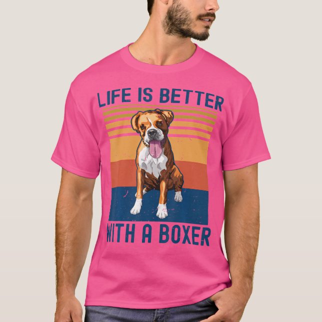 Ett bra liv med en boxer för Hund älskare T Shirt (Framsida)
