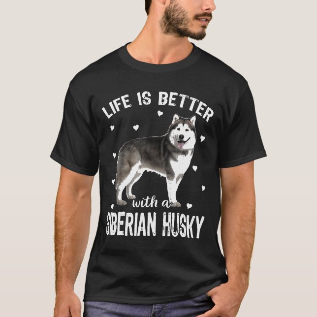 Ett bra liv med en Siberian husky-gift gör T Shirt (Framsida)