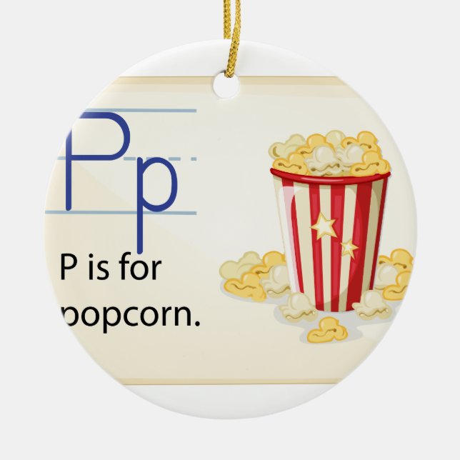 Ett brev P för popcorn Julgransprydnad Keramik (Framsidan)