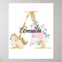 Ett brev personligt namnmonogram med ponny