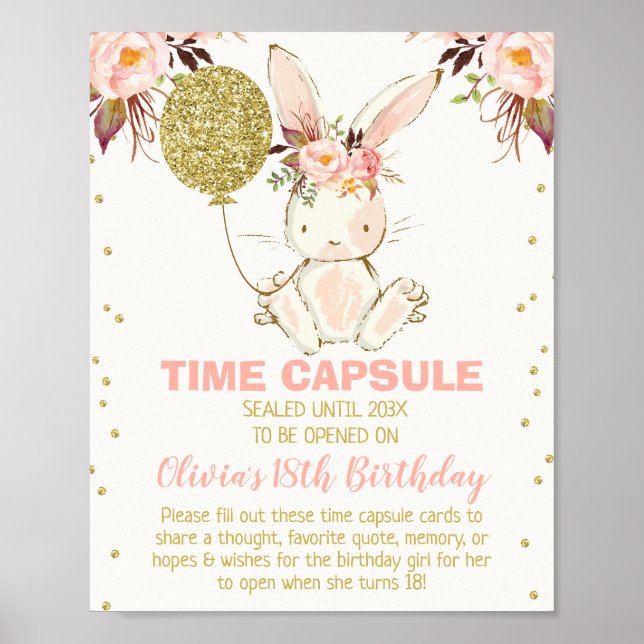 Ett Bunny Thned Time Capsule-tecken Poster (Framsidan)