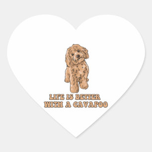 Ett Cavapoo - Rolig hund Älskare 1 Hjärtformat Klistermärke