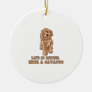 Ett Cavapoo - Rolig hund Älskare 1 Julgransprydnad Keramik