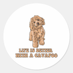 Ett Cavapoo - Rolig hund Älskare 1 Runt Klistermärke