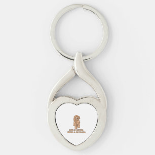Ett Cavapoo - Rolig hund Älskare 1 Twisted Heart Silverfärgad Nyckelring