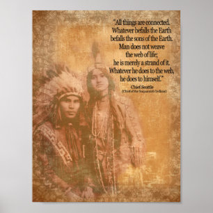 Ett citat från Native Indian par Chief Seattle Poster