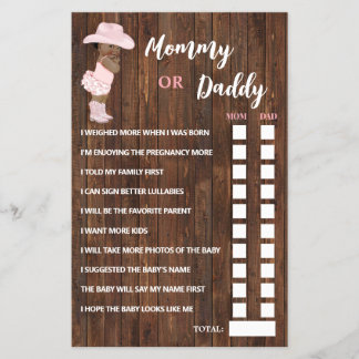 Ett Cowgirl Mamma eller Pappa sa babyvykort Flygblad