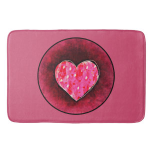 Ett Cute Hand plockade Rosa Heart på en Grunge Str Badrumsmatta