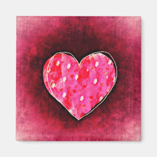 Ett Cute Hand plockade Rosa Heart på en Grunge Str Magnet