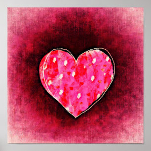 Ett Cute Hand plockade Rosa Heart på en Grunge Str Poster