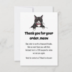 Ett Cute Tuxedo Cat-tackkort för kunder Tack Kort