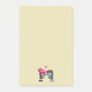 Ett Cute Zombie-par i Kärlek Illustration Post-it Block