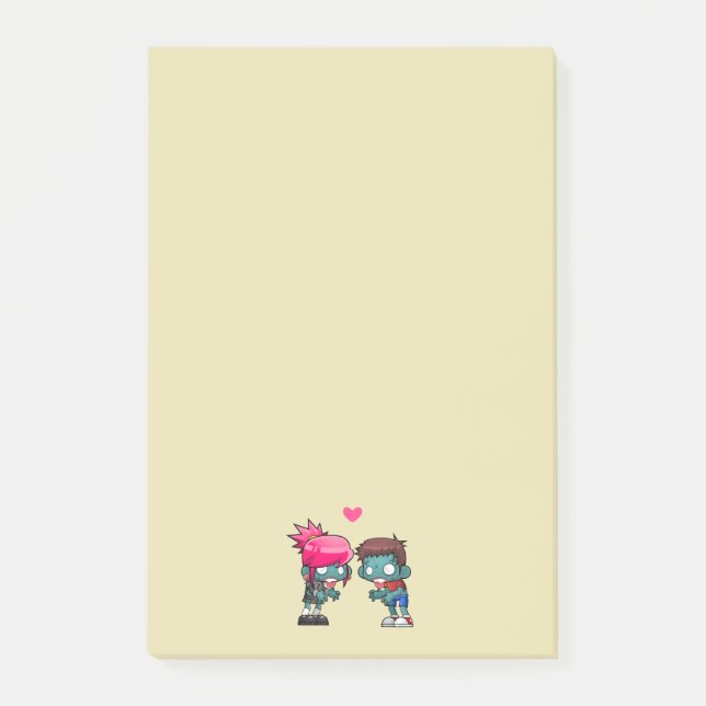 Ett Cute Zombie-par i Kärlek Illustration Post-it Block (Framsida)