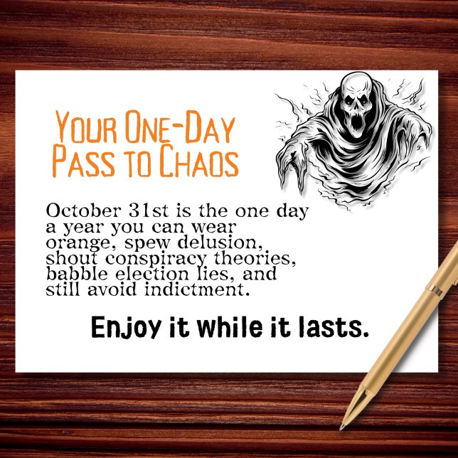 Ett-dagars pass till Chaos-Funny PolisHalloween Kort (Skapare uppladdad)
