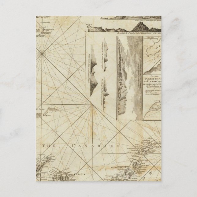 Ett diagram över Maderas och Kanarieöarna Vykort (Framsida)