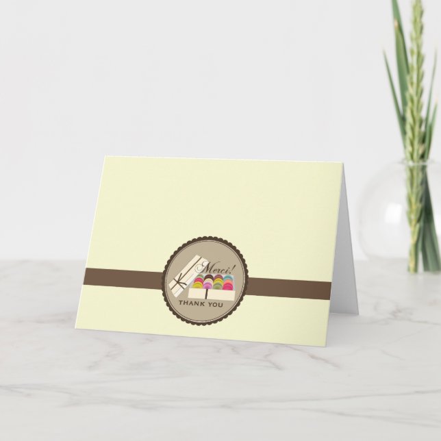 Ett dussint kort för franskMacarons Merci tack (Framsida)