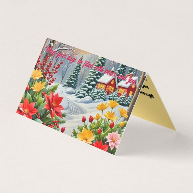Ett dynamiskt julkort för blomsterträdgård kort (Framsida)