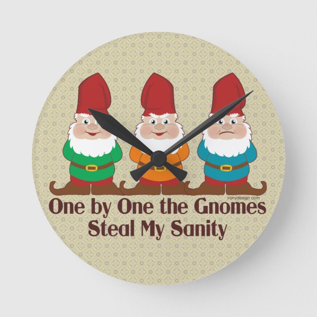 Ett efter ett Gnomes Rund Klocka (Framsida)