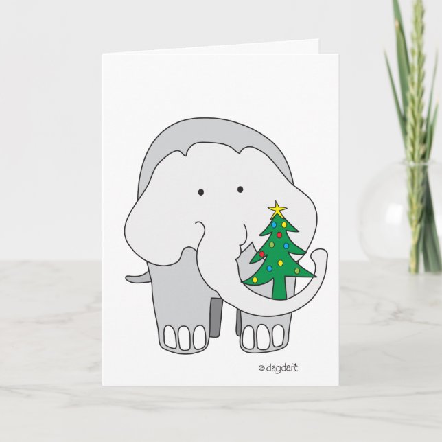 Ett Elefantkort för julgranar, Helgdag Helgkort (Framsida)
