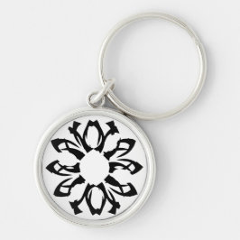 Ett element blomster mönster rund silverfärgad nyckelring
