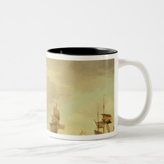 Ett engelskt flaggskepp under lätt seglar i en Två-Tonad mugg (Höger)