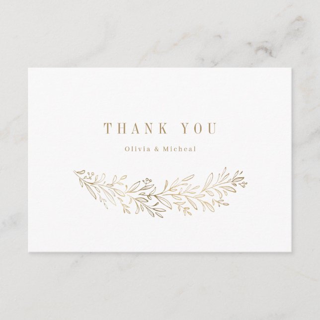 Ett enkelt botaniskt tack från elegant guld kort (Framsida)