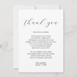 Ett enkelt calligraphy bröllop-tack för ditt kort