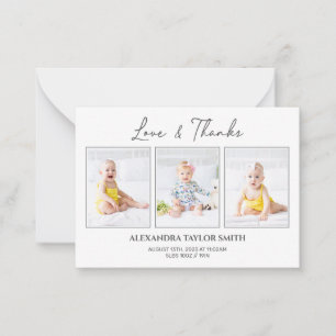 Ett enkelt Calligraphy Photo Baby-tackkort Anteckningskort