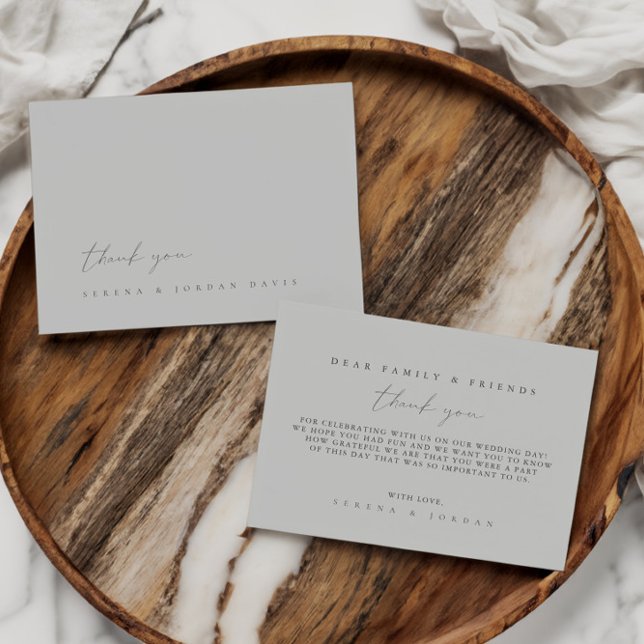 Ett enkelt Dusty Silver Blue Bröllop-tackkort Tack Kort (Simple Dusty Silver Blue Wedding Thank You Card)