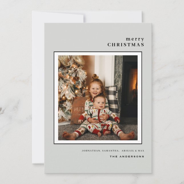 Ett enkelt foto-Cream-platta Helgdag i Träd Julkort (Framsida)