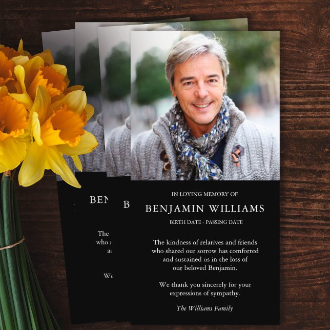 Ett enkelt fotominne - ett enkelt tack. tack kort (funeral thank you cards, bereavement, elegant, simple, celebration of life, sympathy card)