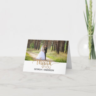 Ett enkelt Guld Calligraphy Photo-tackkort Tack Kort