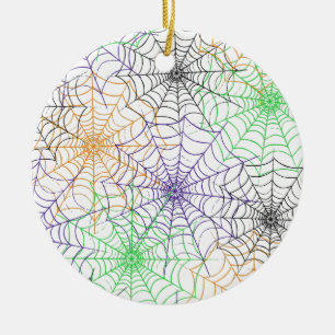 Ett enkelt halloween spindelnätsmönster julgransprydnad keramik