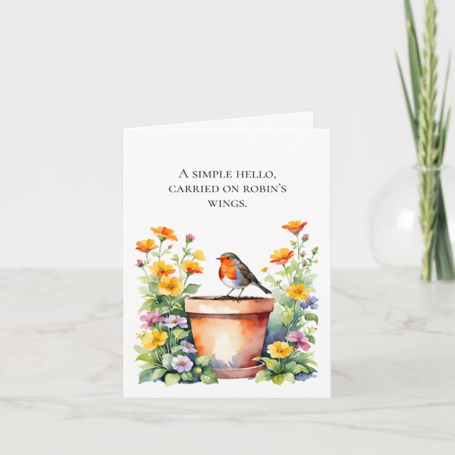 Ett enkelt hej, med Robin's vingar kort  (Framsida)