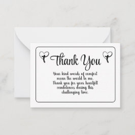 Ett enkelt hjärtligt Tack-meddelande om sympati fr Anteckningskort
