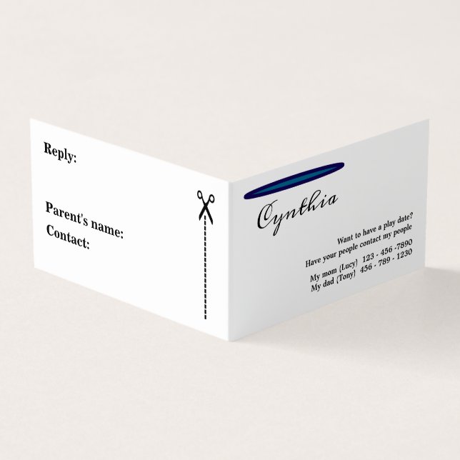 Ett enkelt men Elegant-uppspelningsdatum för barn Visitkort (Utsida)