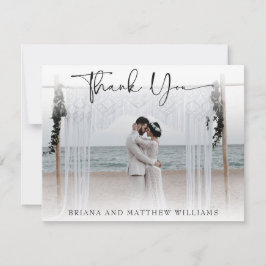 Ett enkelt Modern Bröllop Photo-tackkort Tack Kort