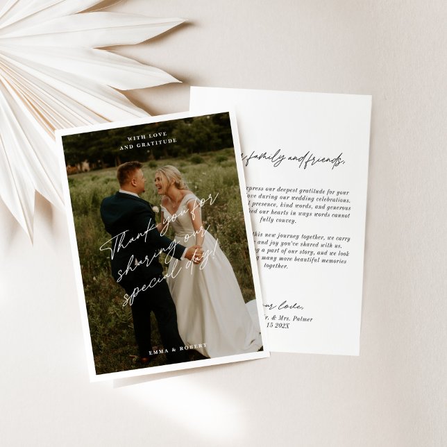 Ett enkelt, modernt, minimalistiskt Bröllop-tackko Tack Kort (Simple Modern Minimalist Wedding Thank You Card)